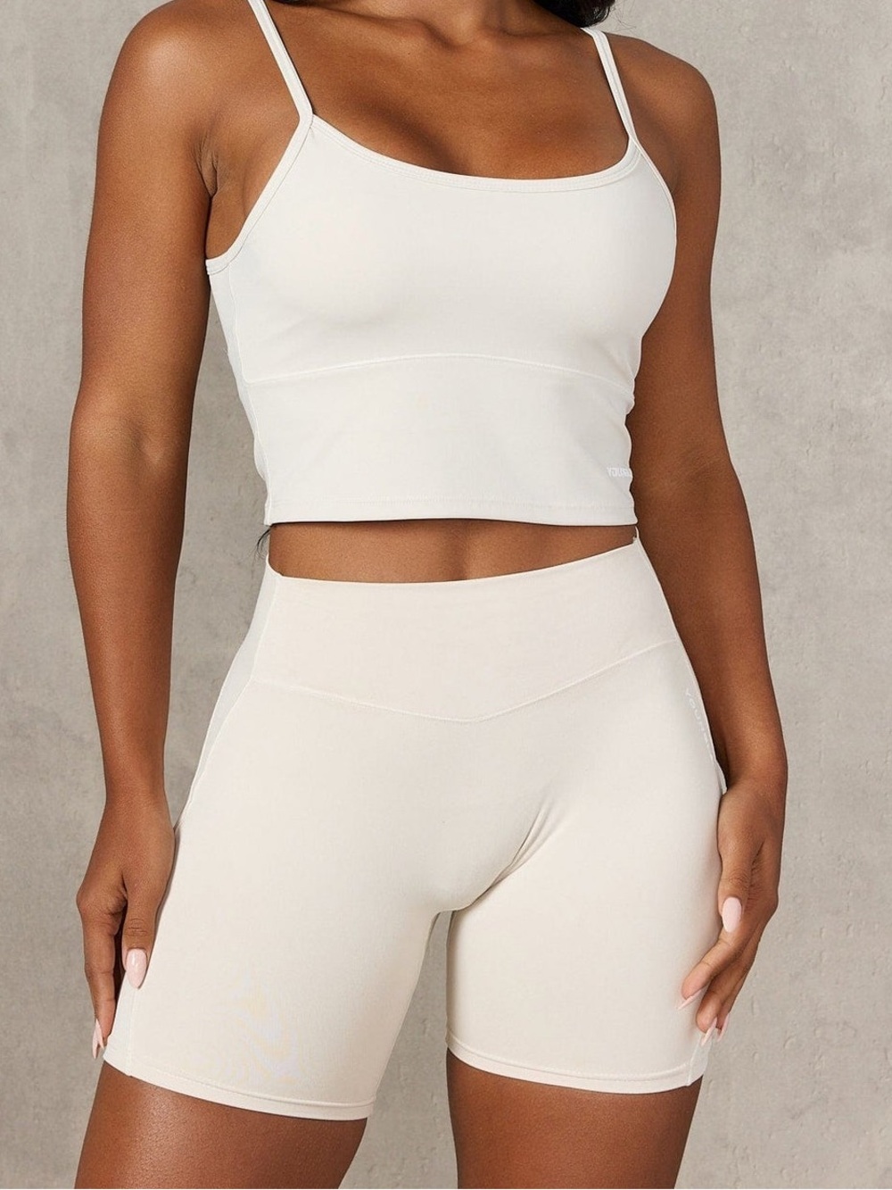 YoungLA  LOCKED IN TANK Cream Seamless Stretch Crop Tank